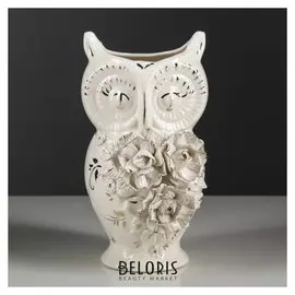 Ваза настольная "Сова", белая, лепка, 25 см