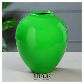 Ваза настольная "Велеса", глянец, зелёная, 25 см, 1 сорт