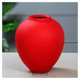 Ваза настольная "Велеса", муар, красная, 25 см, 1 сорт