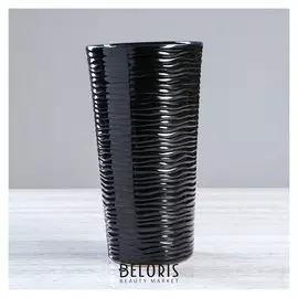 Ваза настольная "Волна", глянец, чёрная, 27 см