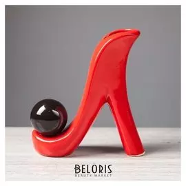 Ваза "Туфелька" красная с чёрным шаром, 22 см