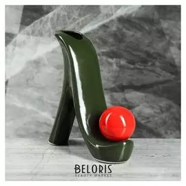 Ваза "Туфелька", зелёный цвет, 22 см