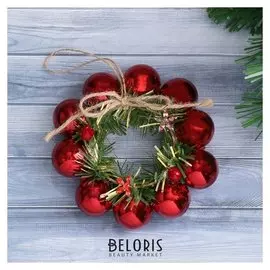 Венок новогодний D-11,5 см "Шарики" цветочки