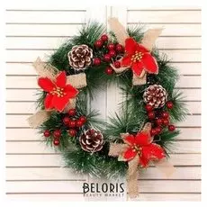 Венок новогодний D-30 см "Цветочное эко"