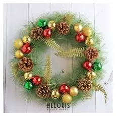 Венок новогодний D-35 см "Листики папоротника"