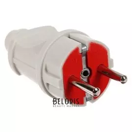 Вилка прямая, 16а, с з/к, 220 В, белая