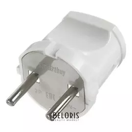 Вилка прямая Smartbuy, 10 А, 250 В, без з/к, белая