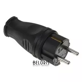 Вилка прямая Smartbuy, 16 A, 250 В, Ip44, каучуковая, черная