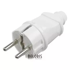Вилка прямая Smartbuy, 16 А, 250 В, с з/к, белая
