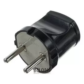 Вилка Smartbuy, 10 А, 250 В, прямая, без з/к, черная