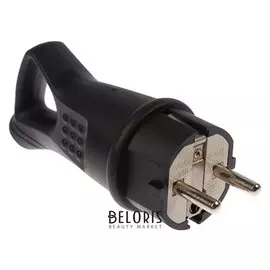 Вилка угловая Smartbuy, 2p+pe, 16 A, 250 В, Ip44, каучуковая, с кольцом, черный