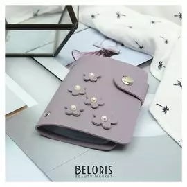 Визитница, 28 картхолдеров, на кнопке, цвет фиолетовый