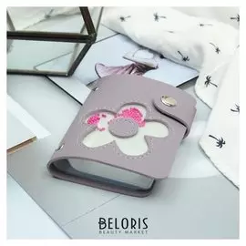 Визитница, 28 картхолдеров, на кнопке, цвет фиолетовый