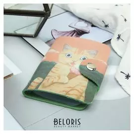 Визитница, 28 картхолдеров, на кнопке, цвет коричневый