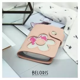 Визитница, 28 картхолдеров, на кнопке, цвет пудра