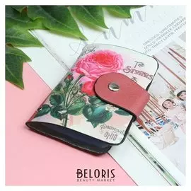 Визитница «Цветы», вертикальная, 1 ряд, 24 картхолдера, цвет коричневый