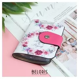 Визитница «Цветы», вертикальная, 1 ряд, 24 картхолдера, цвет розовый