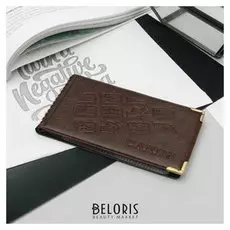 Визитница горизонтальная, 1 ряд, 18 листов, с уголками, цвет коричневый