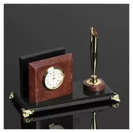 Визитница "Мини с часами", на бронзовых ножках, лемезит