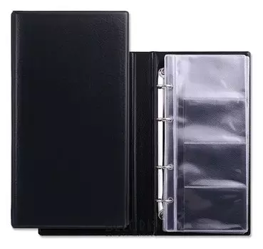 Визитница на 4-х кольцах Brauberg, четырехрядная, на 160 визиток, черная