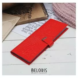 Визитница вертикальная, 18 листов, крокодил, цвет красный