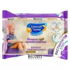 Влажная туалетная бумага для детей «Солнце и луна» без отдушки Big-pack 42 шт.