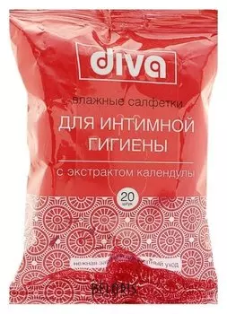 Влажные салфетки Diva календула для интимной гигиены, 20 шт.