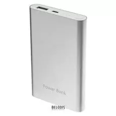 Внешний аккумулятор Luazon, 8000 мач, Usb, 1 А, индикатор, тонкий корпус, металл, серый