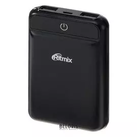 Внешний аккумулятор Ritmix Rpb-10003l, 10000 мач, 2usb, 2.4 А, софт-тач, чёрный