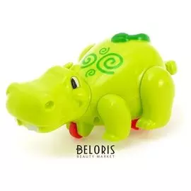 Водоплавающая заводная игрушка 2 в 1 Бегемотик бегает по полу и плавает в воде