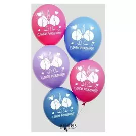 Воздушные шары "С днем рождения!", единорог, минни маус 12 дюйм (Набор 50 шт)