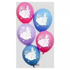 Воздушные шары "С днем рождения!", принцессы 12 дюйм (Набор 25 шт)