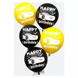 Воздушные шары "С днем рождения", тачки (Набор 50 шт)