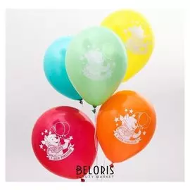 Воздушные шары «С днём рождения», медвежонок винни, 5 шт., 12"