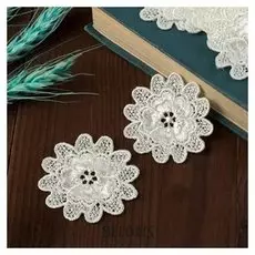 Вязаные элементы «Цветок», D = 5,5 см, 10 шт, цвет белый