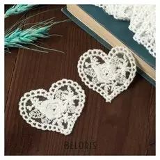 Вязаные элементы «Сердца», 6 × 5,5 см, 10 шт, цвет белый