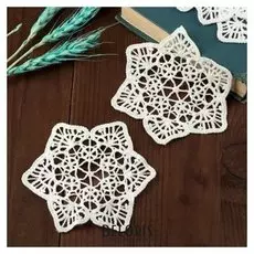 Вязаные элементы «Узоры», D = 11 см, 5 шт, цвет белый