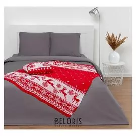 Вязаный плед "Этель" рождественские олени, размер 130х180 см