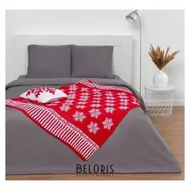 Вязаный плед "Этель" снежинки, размер 110х140 см