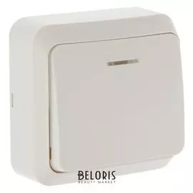 Выключатель Smartbuy "Юпитер", 10 А, 1 клавиша, наружный, с индикатором, белый