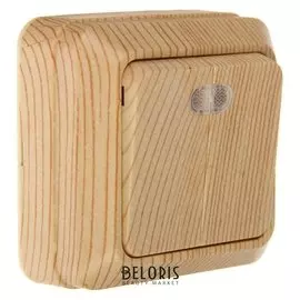 Выключатель TDM "Ладога", 10 А, Ip20, 2 клавиши, накладной, с подсветкой, цвет сосна