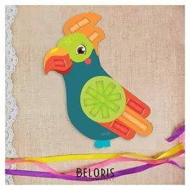 Вышивка лентами «Попугай» для самых маленьких. набор для творчества