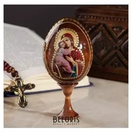 Яйцо на подставке икона "Божья Матерь Владимирская"