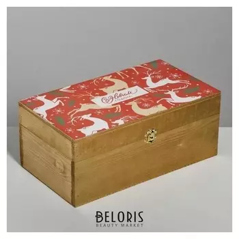 Ящик деревянный «С новым годом», 35 × 20 × 15 см