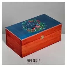 Ящик деревянный «Снегири», 35 × 20 × 15 см