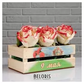 Ящик-кашпо подарочный ко Дню победы "9 мая, родина-мать"