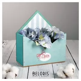 Ящик-конверт для цветов «С днем рождения» 20,5 х 11,5 х 18,5 см