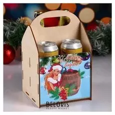 Ящик под пиво "С новым годом!" снегурка с бочкой