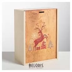 Ящик подарочный деревянный «Счастья и любви в новом году», 20 × 30 × 12 см