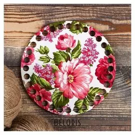 Заготовка для вязания "Круг цветник", донышко фанера, размер 15 см